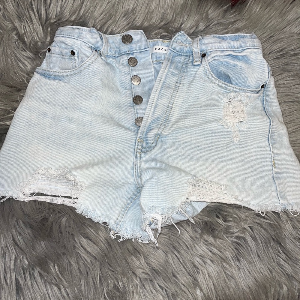Ultra High Rise Blue Jean Shorts